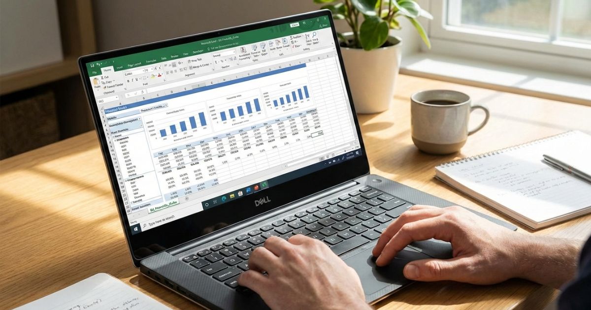 A man working on Microsoft Excel