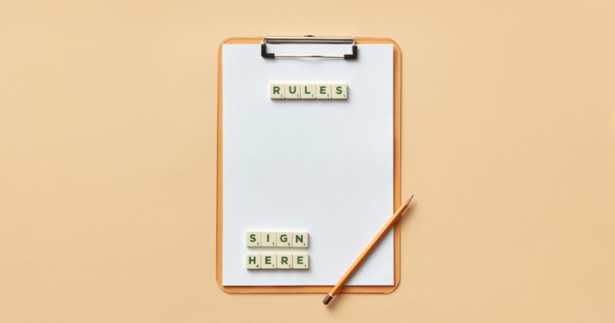Clipboard with rules lettering