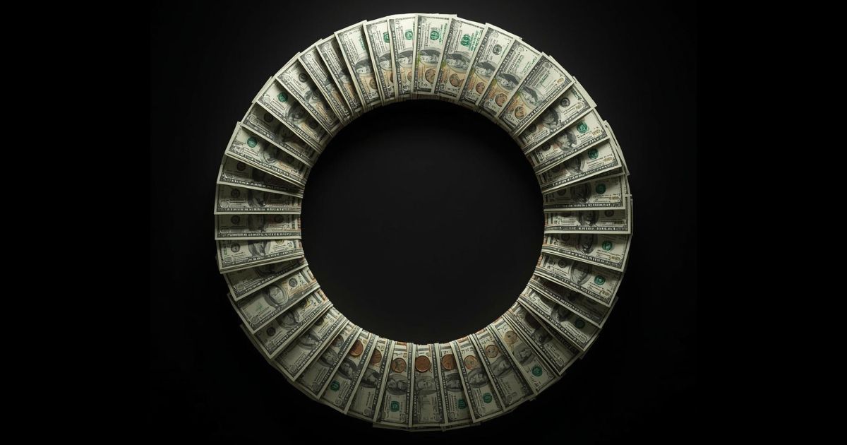 Dollar bills arranged in a circle