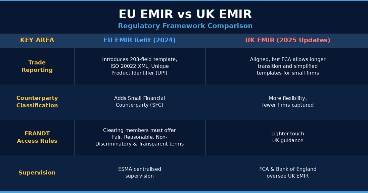 Infographic to show EU EMIR vs UK EMIR