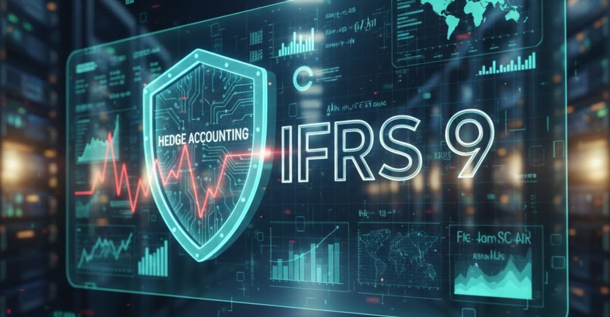 Modern screen stating IFRS 9 and data graphics