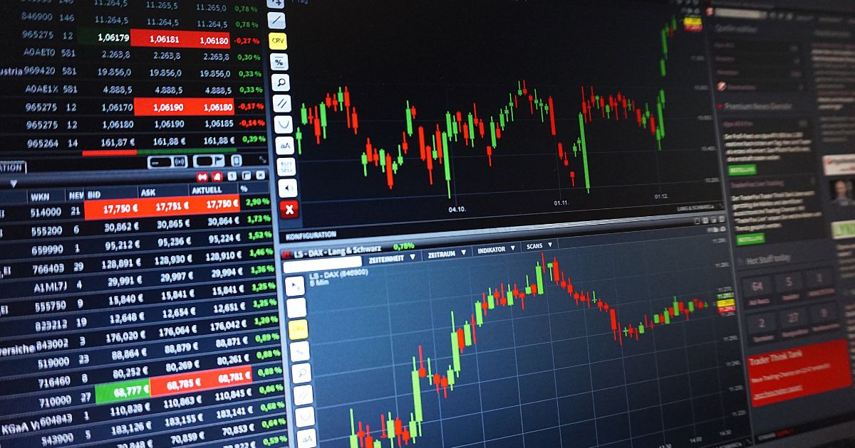Monitor showing trading and currencies