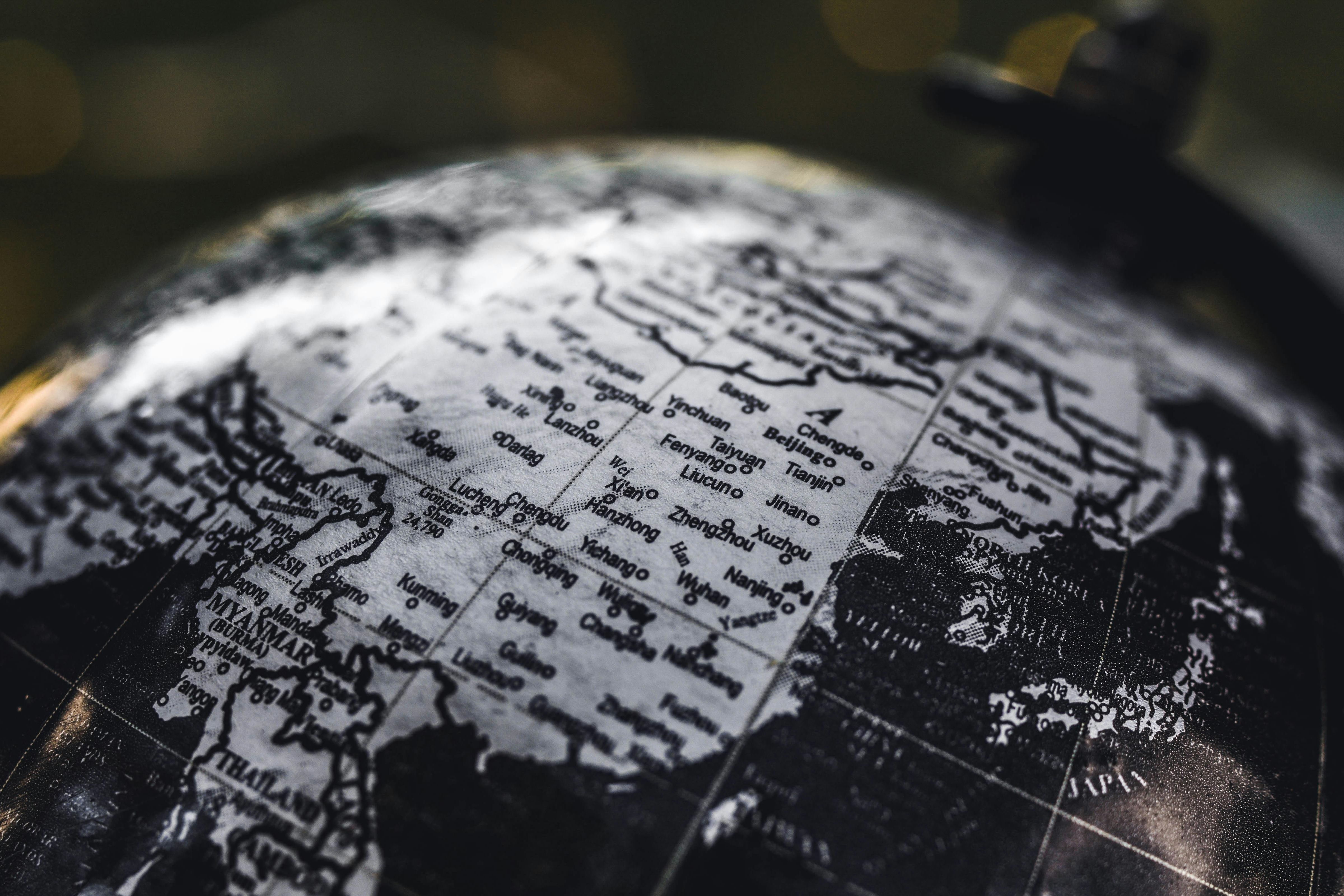 A close up of a globe