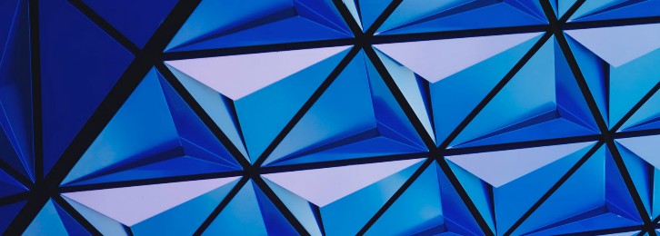 A close-up of a blue geometric pattern with a subtle and sophisticated look