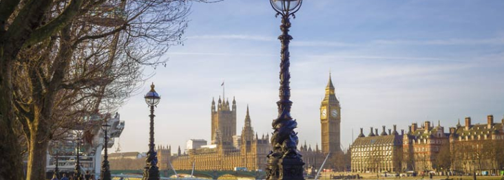 Londons skyline adorned by Big Ben and the picturesque Houses of Parliament